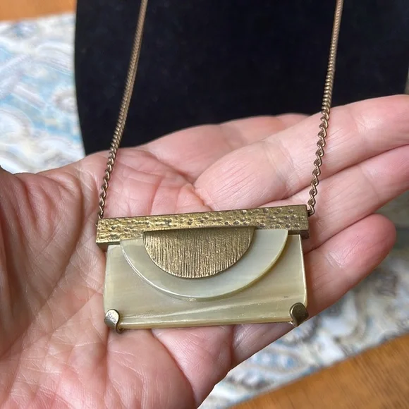 Silpada Brass horn or stone Eclipse pendant on copper brass chain - Picture 4 of 9